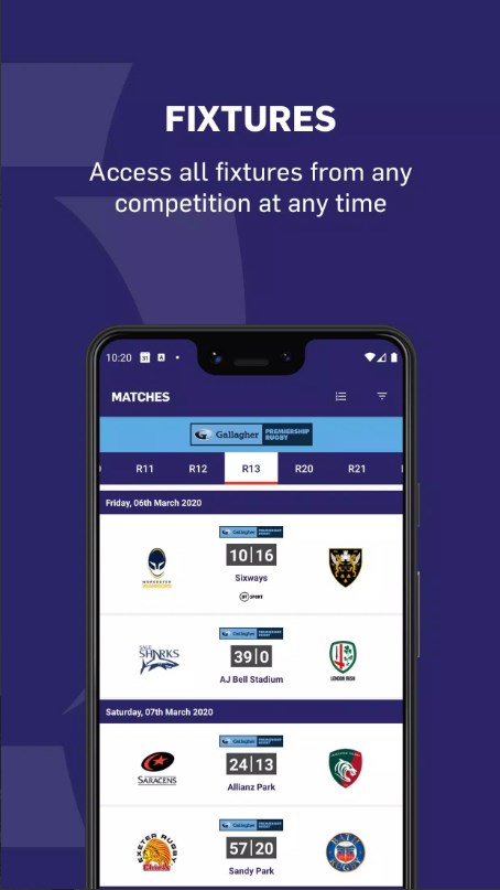 Premiership Rugby app for android download  2.12.14 list_