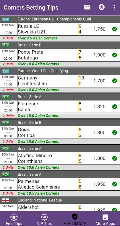 Corners Betting Tips App Download Latest Version  2.0 list_1