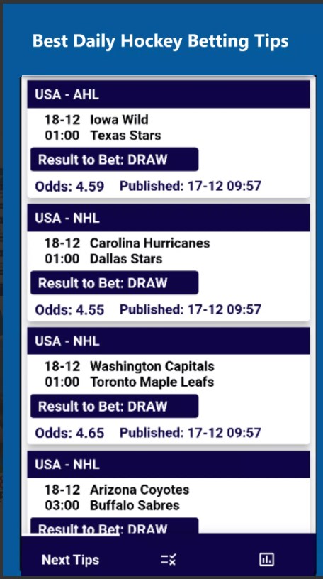 Hockey Betting Tips Draw Bets Free Download for Android  1.0.4 list_