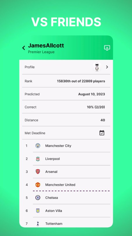 League Predictor android latest version download  3.7.6 list_