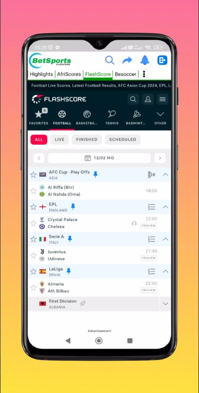 BetSports Livescore app for android download   9.8 list_