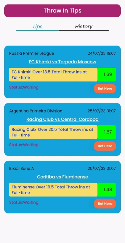 Throw in Betting Tips app for android download  1.4.1 list_