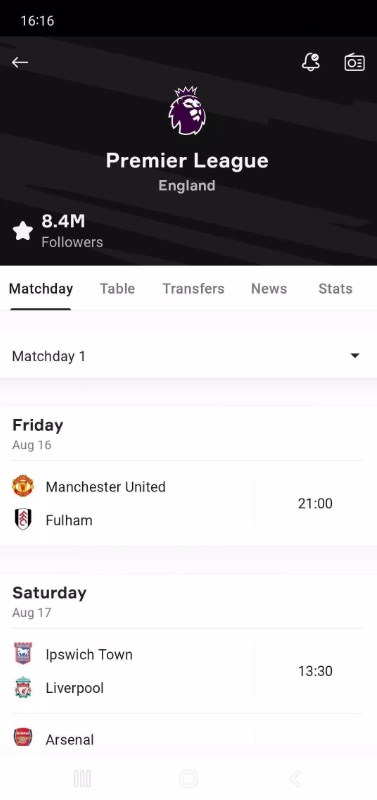 OneFootball Soccer App for Android Download 1.3.4 list_