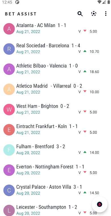 Bet Assist App Download for Android 2 list_