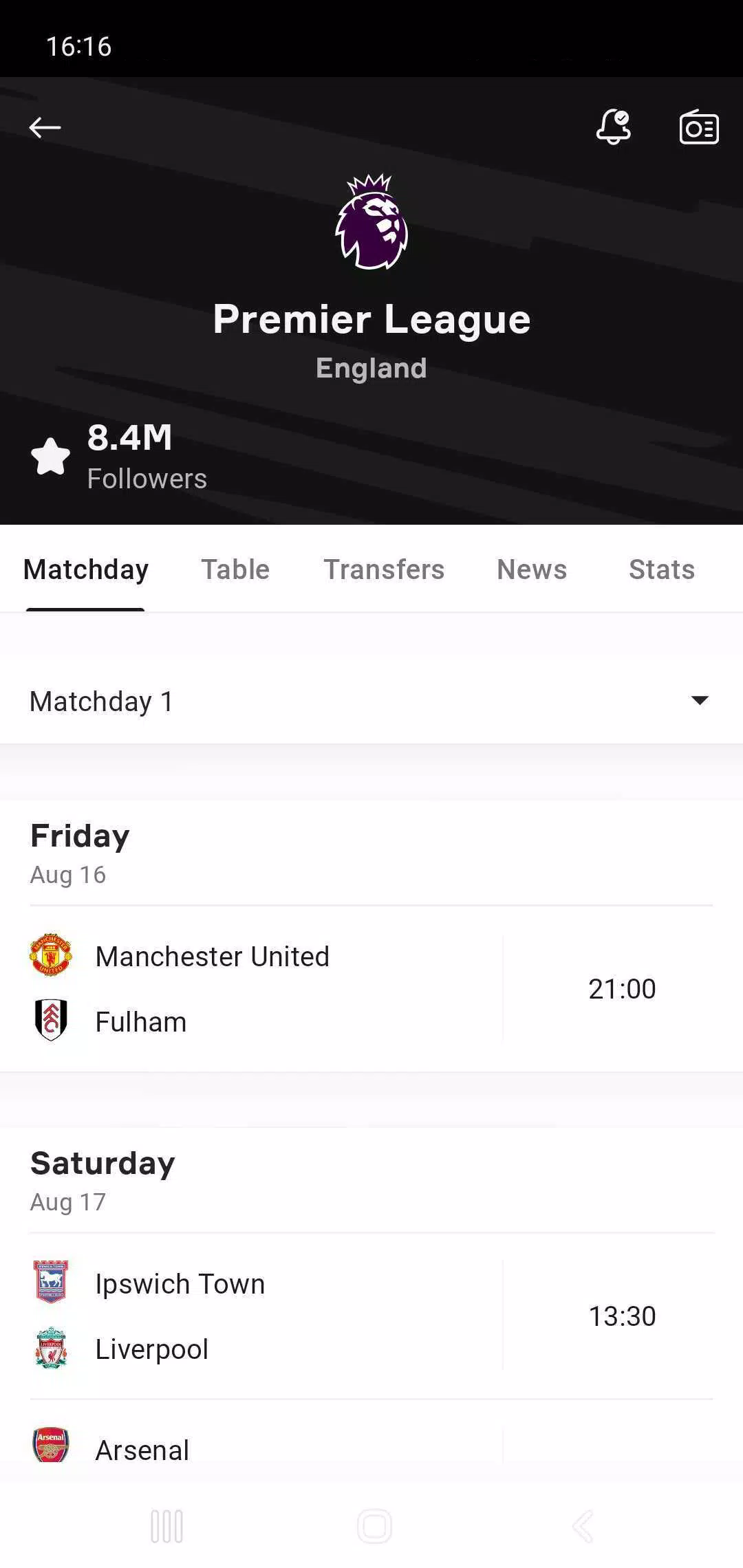 OneFootball Soccer App for Android Download 1.3.4 list_