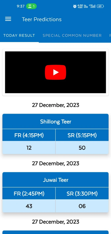 Shillong Teer Prediction App Download for Android 3.0.7 list_