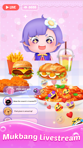 Mukbang Live stream ASMR game mod apk unlimited money and gems picture 1