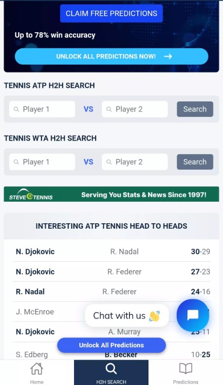 Tennis H2H Predictions Apk Latest Version 1.3 list_2