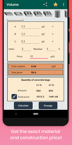 Cement Concrete Calculator ft list_