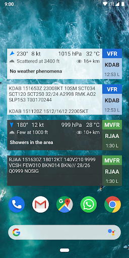 Avia Weather - METAR & TAF list_