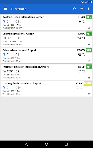 Avia Weather - METAR & TAF list_