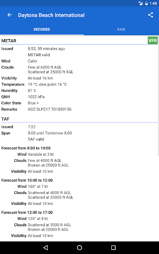 Avia Weather - METAR & TAF list_