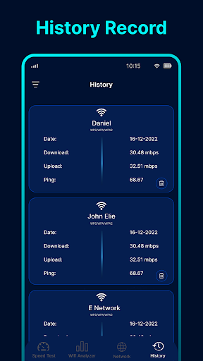 Wifi Speed Test - Speed Test list_