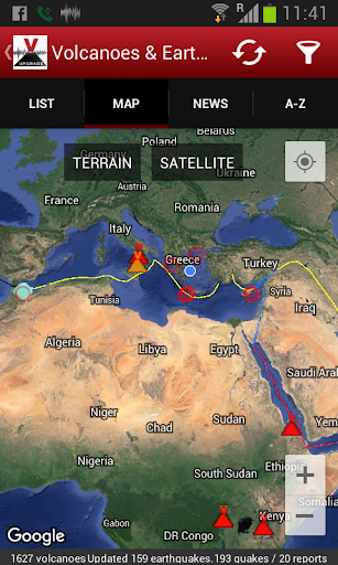 Volcanoes & Earthquakes list_