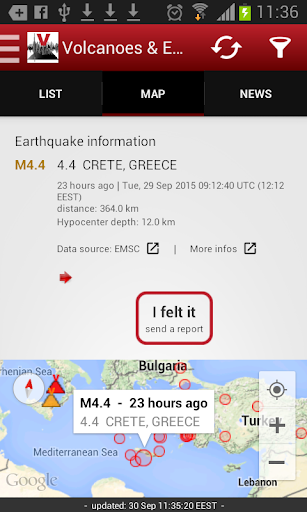 Volcanoes & Earthquakes list_