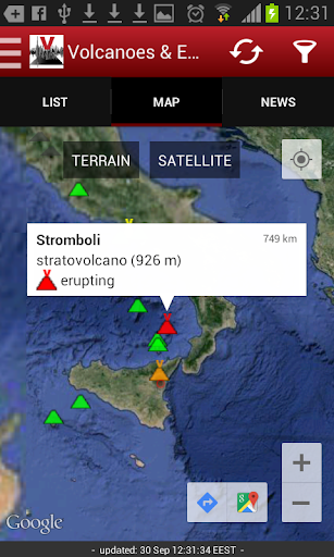 Volcanoes & Earthquakes list_