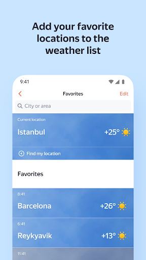 Yandex Weather list_