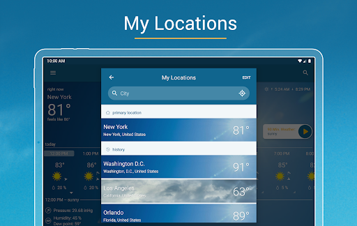 Weather & Radar list_