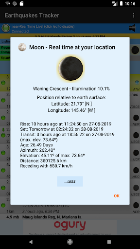 Earthquakes Tracker list_