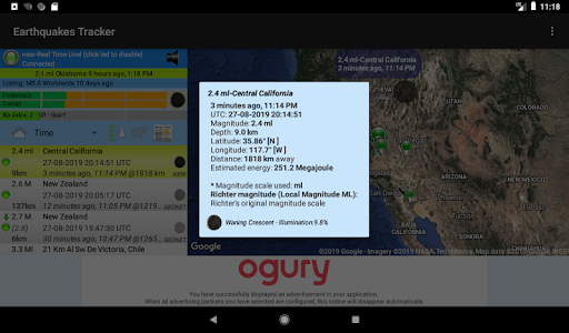 Earthquakes Tracker list_