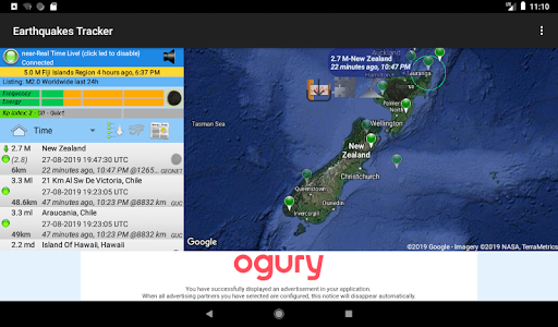 Earthquakes Tracker list_