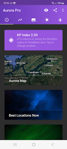 My Aurora Forecast & Alerts list_