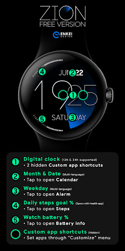 ZION Blue - digital watch face list_