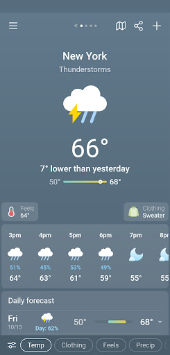 Weather & Clima - Weather App list_