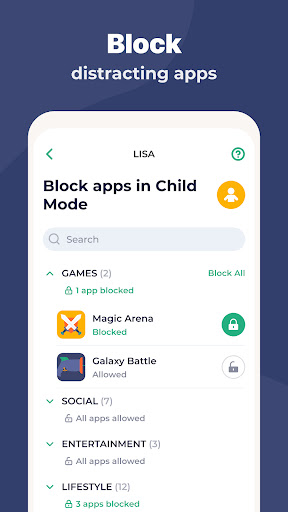 Parental Control - Kidslox list_