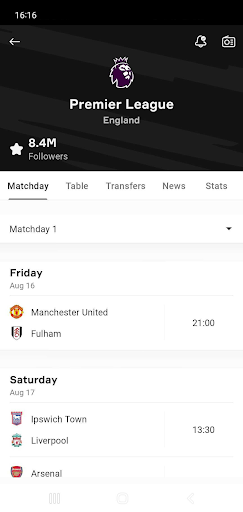 OneFootball - Soccer Scores list_